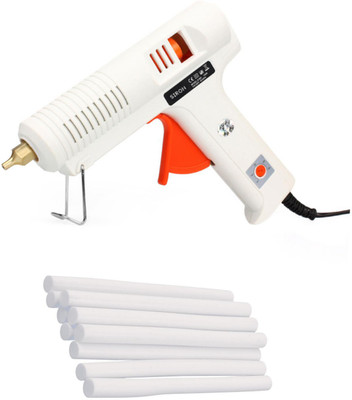 

Glun Siron White 150w 150 Watt Professional Temperature Control Copper Nozzle Gun With On Off Switch and Indicator and 10 Milky White Sticks High Temperature Corded Glue Gun(11 mm)