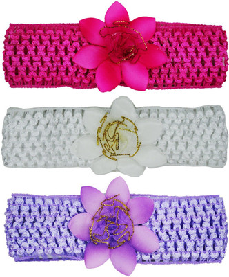 

Netboys Crochet Cutwork Flower Baby Headband ( Pink , White , Purple ) 3 Pcs Set Head Band(Multicolor)