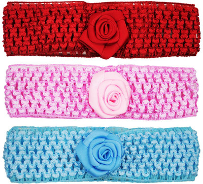 

Netboys Crochet Cutwork Flower Baby Headband ( Pink , Red , Blue ) 3 Pcs Set Head Band(Multicolor)