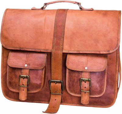

urbanleather 15.6 inch Expandable Laptop Messenger Bag(Tan), Brown