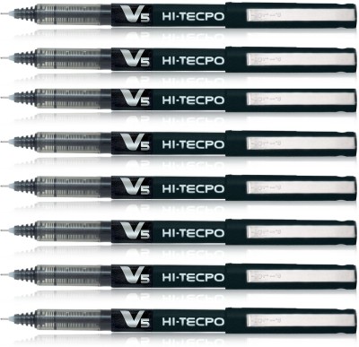 PILOT Hi-tecpoint V5 Roller Ball Pen(Pack of 8, Ink Color - Black)