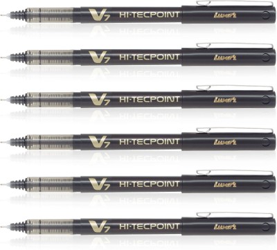 PILOT Hi-Tecpoint V7 Roller Ball Pen(Pack of 6, Black)