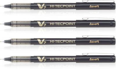 PILOT Hi-Tecpoint V7 Roller Ball Pen(Pack of 4, Ink Color - Black)