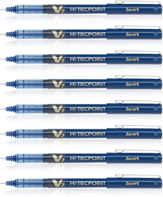 PILOT Hi-Tecpoint V7 Roller Ball Pen(Pack of 8, Ink Color - Blue)