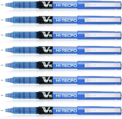 PILOT Hi-tecpoint V5 Roller Ball Pen(Pack of 8, Ink Color - Blue)