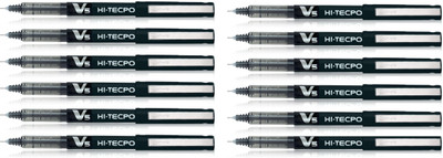 PILOT Hi-tecpoint V5 Roller Ball Pen(Pack of 12, Ink Color - Black)