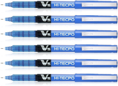 PILOT Hi-tecpoint V5 Roller Ball Pen(Pack of 6, Ink Color - Blue)