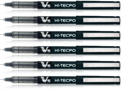 PILOT Hi-tecpoint V5 Roller Ball Pen(Pack of 6, Black)