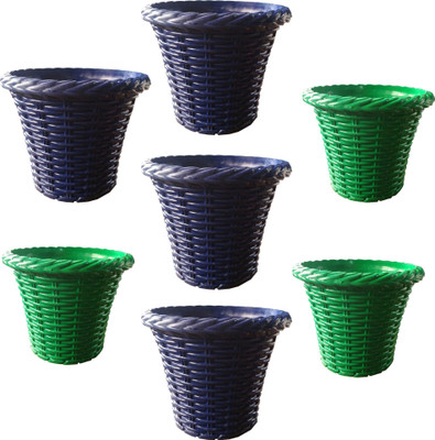 

SHOPTICO Plant pots Plant Container Set(Pack of 7, Plastic)