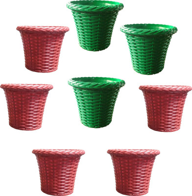 

SHOPTICO Plant pots Plant Container Set(Pack of 8, Plastic)