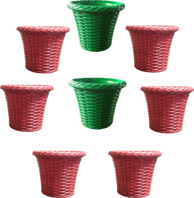 

SHOPTICO Plant pots Plant Container Set(Pack of 8, Plastic)