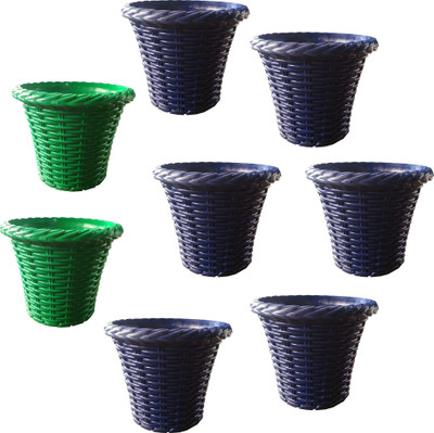 

SHOPTICO Plant pots Plant Container Set(Pack of 8, Plastic)