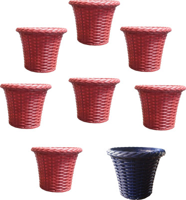 

SHOPTICO Plant pots Plant Container Set(Pack of 8, Plastic)