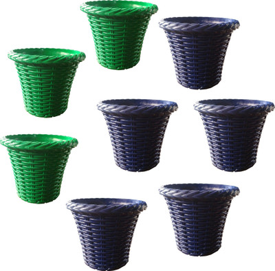 

SHOPTICO Plant pots Plant Container Set(Pack of 8, Plastic)