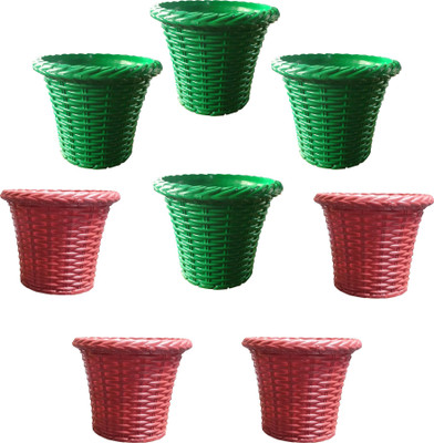 SHOPTICO Plant pots Plant Container Set(Pack of 8, Plastic)
