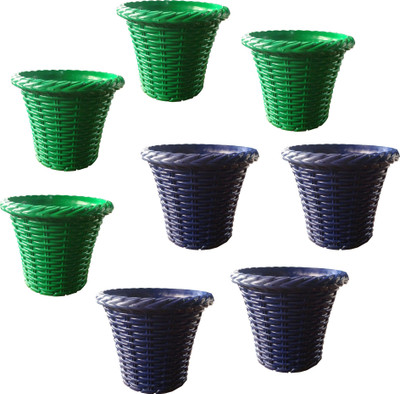 

SHOPTICO Plant pots Plant Container Set(Pack of 8, Plastic)
