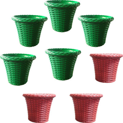 

SHOPTICO Plant pots Plant Container Set(Pack of 8, Plastic)