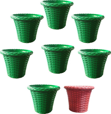 

SHOPTICO Plant pots Plant Container Set(Pack of 8, Plastic)