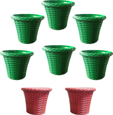 

SHOPTICO Plant pots Plant Container Set(Pack of 8, Plastic)