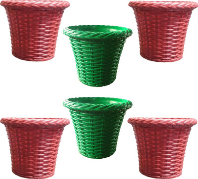 

SHOPTICO Plant pots Plant Container Set(Pack of 6, Plastic)