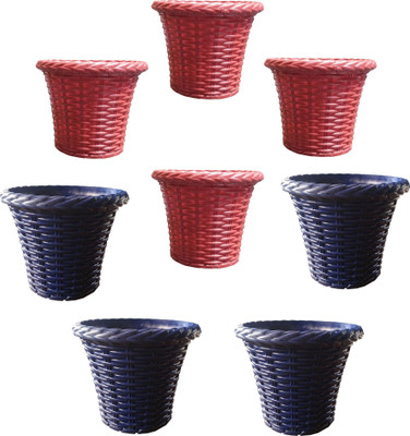 

SHOPTICO Plant pots Plant Container Set(Pack of 8, Plastic)