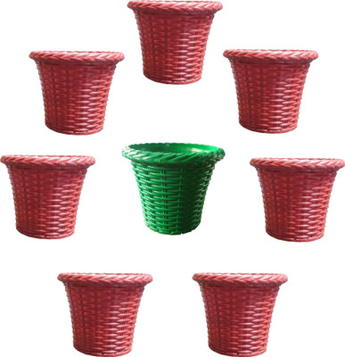 

SHOPTICO Plant pots Plant Container Set(Pack of 8, Plastic)