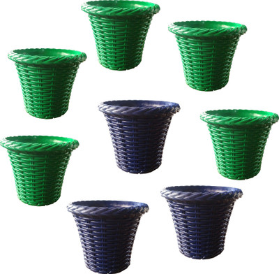 

SHOPTICO Plant pots Plant Container Set(Pack of 8, Plastic)