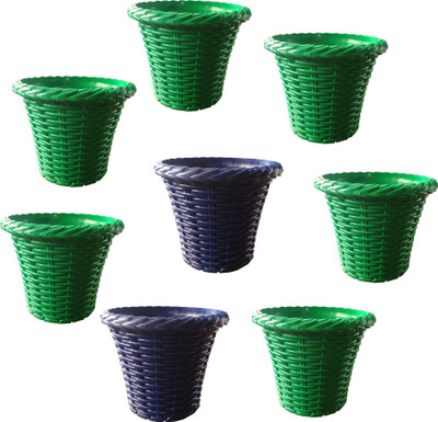 

SHOPTICO Plant pots Plant Container Set(Pack of 8, Plastic)