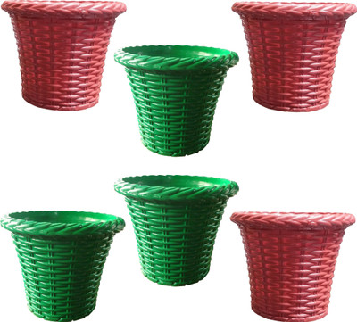 

SHOPTICO Plant pots Plant Container Set(Pack of 6, Plastic)