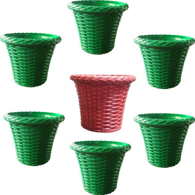 SHOPTICO Plant pots Plant Container Set(Pack of 7, Plastic)