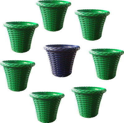 

SHOPTICO Plant pots Plant Container Set(Pack of 8, Plastic)
