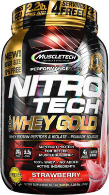 

Muscletech Performance Series Nitrotech 100% Whey Gold Whey Protein(999 g, Strawberry)