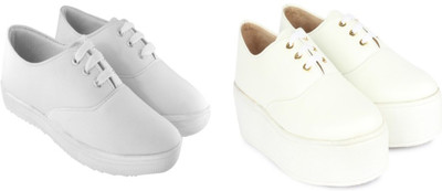 

Zapatoz Women's combo Pack Of 2 Casuals White Sneakers Shoes Sneakers For Women(White, White