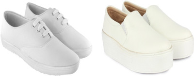 

Zapatoz Women's combo Pack Of 2 Casuals White Sneakers Shoes Sneakers For Women(White, White