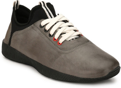 

Peponi ARTIFICIAL Leather Lace Up Sneakers Casuals For Men(Grey