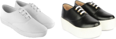

Zapatoz Women's combo Pack Of 2 Casuals Black & White Sneakers Shoes Sneakers For Women(Black, White
