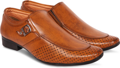 

GB Men's Formal Brown Slip on Shoes Slip On For Men(Brown