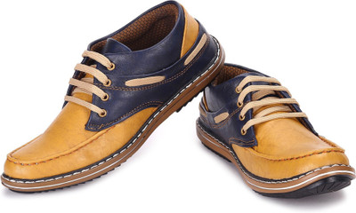 

CoolSwagg Men's Ankle Length Leather Casuals For Men(Tan, Blue