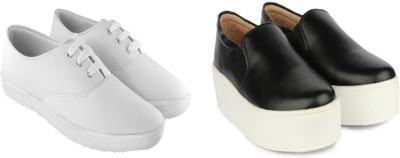 

Zapatoz Women's combo Pack Of 2 Casuals Black White Sneakers Shoes Sneakers For Women(Black, White