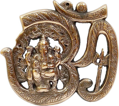 

craft mart Wall Hanging Antique Lord Ganesha OM Statue Hindu Dev Ganpati and Siddhivinayak God Sculputer Handicraft Idol Diwali Decorative Spiritual Puja Vastu Showpiece Figurine - Religious Pooja Gift Item & Murti for Mandir / Temple / Home / Office Show