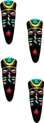 

Rasoh village hand artz decorative small tribal terracotta wall hanging masks Decorative Showpiece - 10 cm(Terracotta, Multicolor)