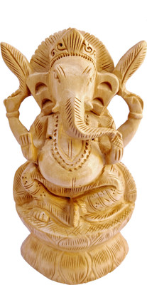 

Shalibhadra Ganesh Idol Showpiece Figurine Wooden Sculpture Ganesha Decorative Showpiece - 15.4 cm(Wooden, Brown)