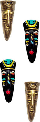 

Rasoh village hand artz decorative small wall hanging colorful mask Decorative Showpiece - 10 cm(Terracotta, Multicolor)