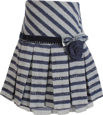 Cutecumber Striped Girls Pleated Dark Blue Skirt