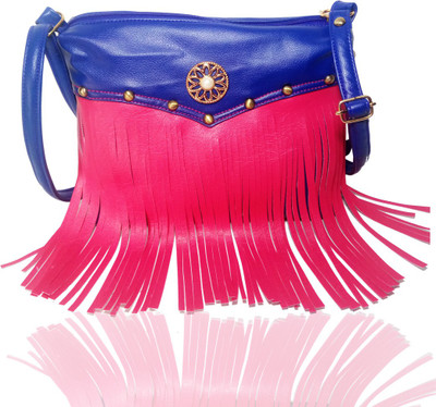 

kmbag Women Evening/Party Blue, Pink Leatherette, PU, Rexine, Velvet Sling Bag