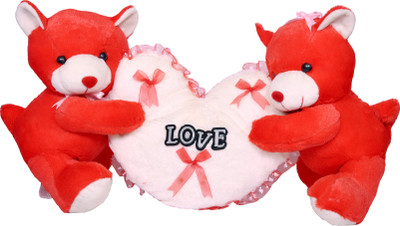 

Lavii Red couple teddy bear with heart - 28 cm(Red)