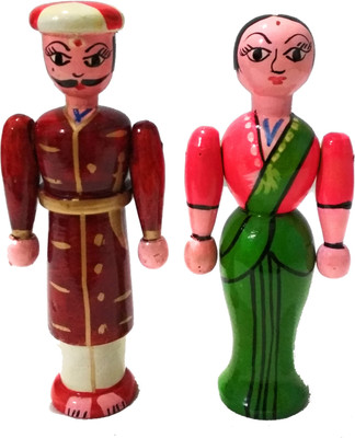 

Crafts India Handcrafted Wooden South India Couple Hand Puppets