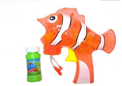 

TALKING GANESHA Fish Shaped Bubble Gun toy with Bubble Bottle inside toy for kids (Orange)(Orange)