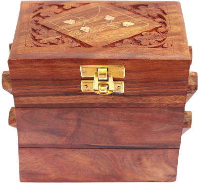 

Jk Handicrafts Handmade Wooden Jewellery Box for Women - Wooden Jewellery Storage Box Size - LxBxH 5x3x5 inches Jewellery Box Vanity Box(Brown)