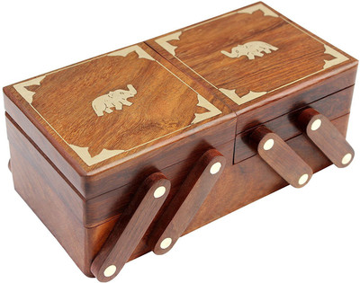 

Jk Handicrafts Handmade Wooden Jewellery Box for Women Jewel Organizer Hand Carved Carvings Gift Items Size - LxBxH 8x4x3 inches Jewellery Box Vanity Box(Brown)